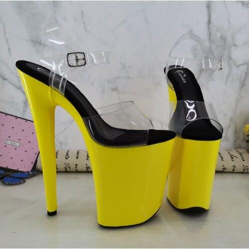 Leecabe 9inches Yellow Platform Shoes Sexy Dance Shoes 23 CM High Heels Sandals Pole Dance shoes