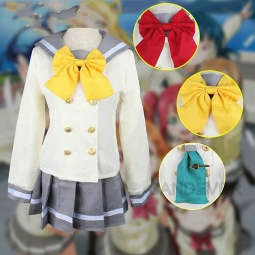 Lovelive sunshine Aqours Tsushima Yoshiko Cosplay Costume Japanese Anime Love live Girl Sailor School Uniform Suit Clothes