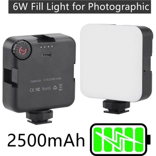 AL64 6W 2500mAh Mini LED Fill Light Adjustable lights Photographic Vlog Lighting for Tik Tok YouTube Twitter Canon Sony Nikon