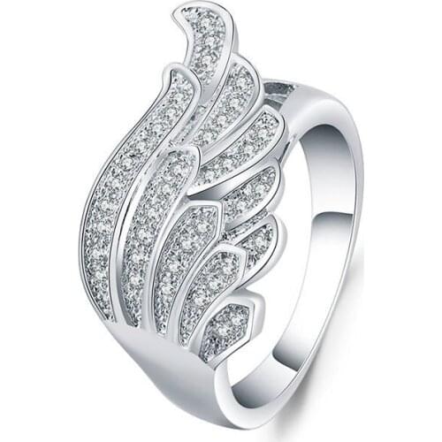 Fashion Angel Wing Crystal Ring Personality Simple Female Ring Exquisite Romantic Gift