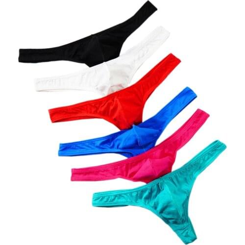 Men Smooth Sexy G-strings Cotton Lingerie Soft Briefs Underwear Solid Color Tangas Thongs Underpants Swimming Bikini Size M-2XL
