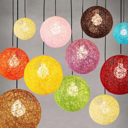 Nordic Hemp Led Pendant Light Modern Rattan Ball Hanging Lamp Kitchen Dining Room Lights Bar Loft Decor Home Lighting Fixtures