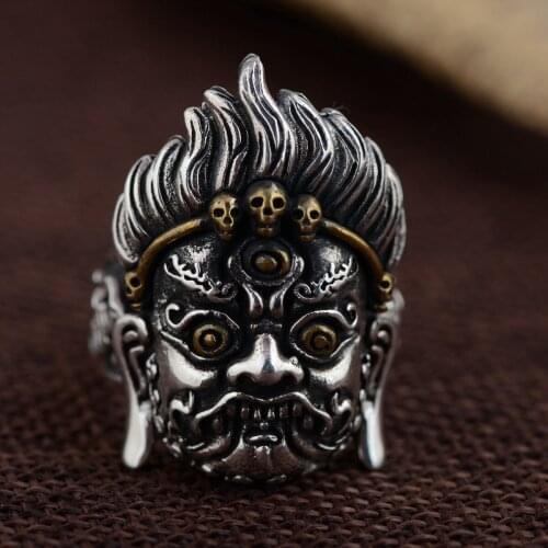 New Wholesale Jewelry Line S925 Pure Silver Ring Opening Of Archaize Process Large Dark Fashionable New Personality