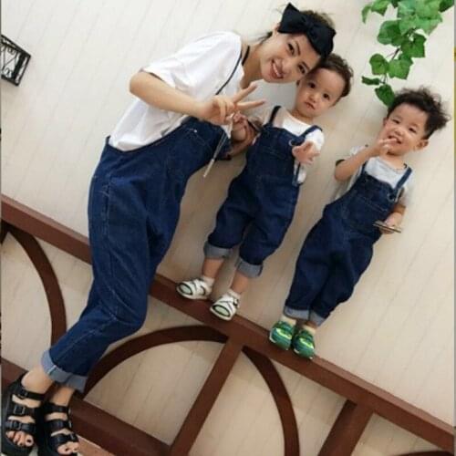 Pregnancy Maternity Clothes Jeans Family Matching Clothes Outfits Overalls Mom Son Outfits Mother and Daughter Pants Baby Set