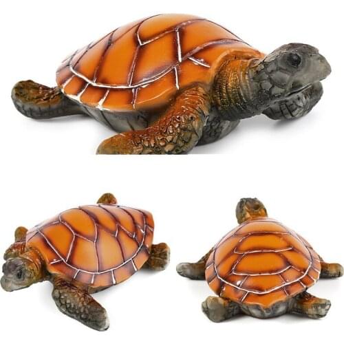 Orange Aquarium Turtle Decor Artificial Polyresin Aquatic Sea Turtle Tortoise Ornament Fish Tank Decoration