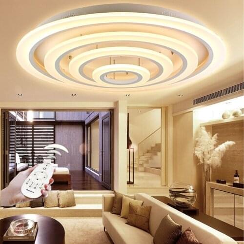 Simple 4,3,2 rings creative ceiling lights remote control stepless dimming led acrylic ceiling lamps 100-240V