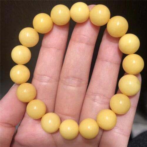 Certificated Gemstone Natural Old Yellow Amber 10+ Beads with Carving Bird Bracelet for Women High Quality Fine Jewelry