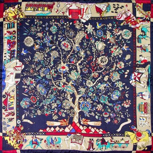 Natural Silk Scarf Women Bandana Female Tree Hair Scarf for Women Silk Headband Fashion Womens Square Silk Head Scarf for Neck