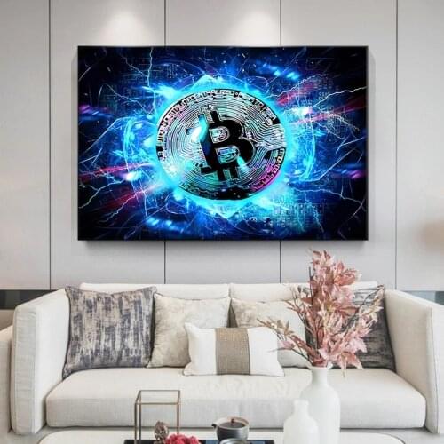 Modern Art Abstract Bitcoin Prints Canvas Painting Wall Art Posters and Pictures for Home Living Room Decor No Frame Cuadros