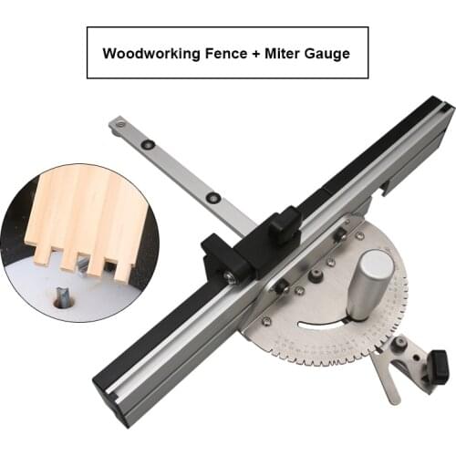 Miter Gauge Aluminium Woodworking Fence Table Saw Router Angle Miter Gauge Guide 450mm Tenon and Track Stop Carpentry Tools