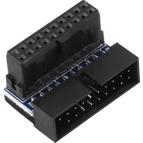 USB 3.0 20 Pin Male to 20 Pin Female Extension 90 Degree Fast Charging Converter Power Adapter Connector for Motherboard