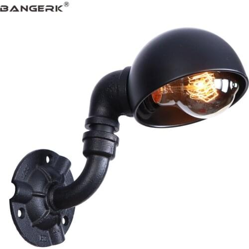 Vintage Edison Wall Sconce Single Head Black Iron Water Pipe Wall Lamp Retro Loft Decor LED Wall Light Home Lighting Luminaire