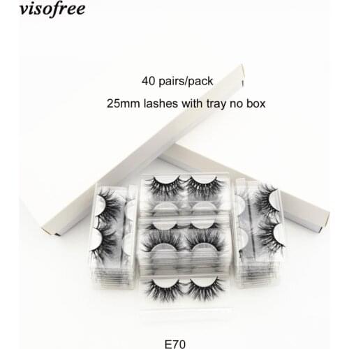 Visofree 40 Pairs/pack 25mm Lashes 3D Mink Lashes Makeup Thick Long Lashes Wholesale Fake Eyelashes Dramatic Eyelashes Reusable