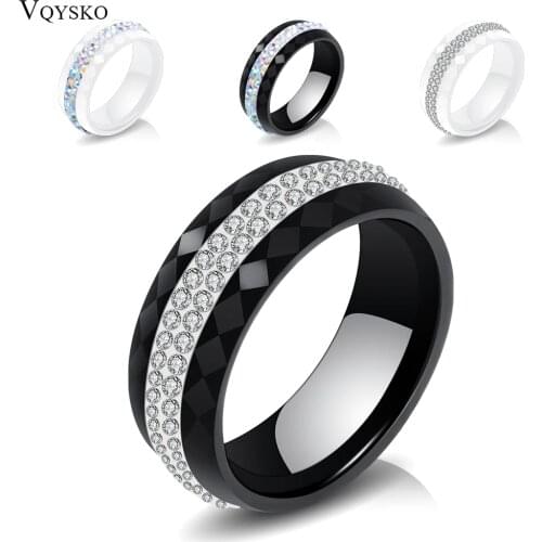 High Qulity Women Jewelry Ring Wholesale Black And White Simple Style Comly Crystal Ceramic Rings for Women