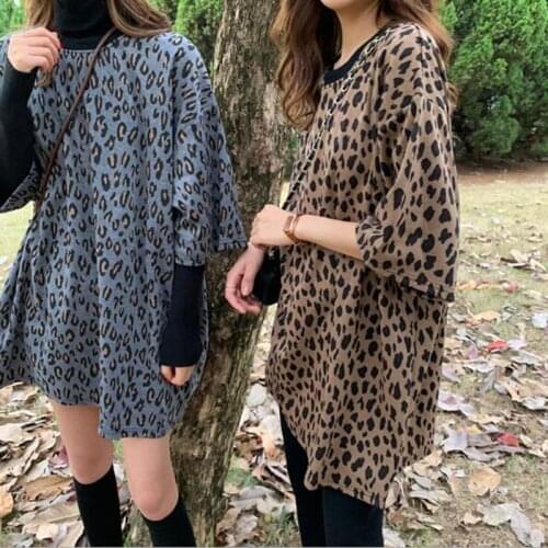 Leopard Print T shirts Women European American Style Short Sleeve O Neck Women Tops Casual Loose T shirt Woman
