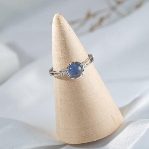 WYZJY Exquisite Moonstone Sterling Silver Lady Opening Ring Beautiful Fashion Lady Engagement Ring Jewelry Anniversary Gift