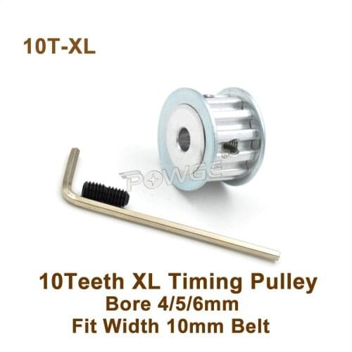 POWGE 10 Teeth XL Timing Pulley Bore 4/5/6mm Fit W=10mm XL Timing Belt 10T 10Teeth XL Synchronous Belt Pulley Trapezoid 10-XL AF