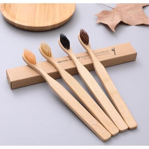 1pcs Eco Friendly Bamboo Toothbrush Wooden Tooth Brush Soft Bristle Tip Charcoal for Adults Oral Care Travel Toothbrush 4Colors