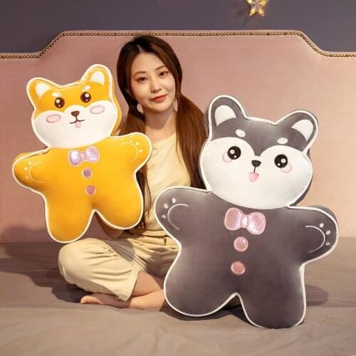 1pc 45/60cm Kawaii Shiba Inu & Husky Plush Toys Cartoon Animal Stuffed Pillow Sofa Cushion Nice Birthday Gift for Children Girls