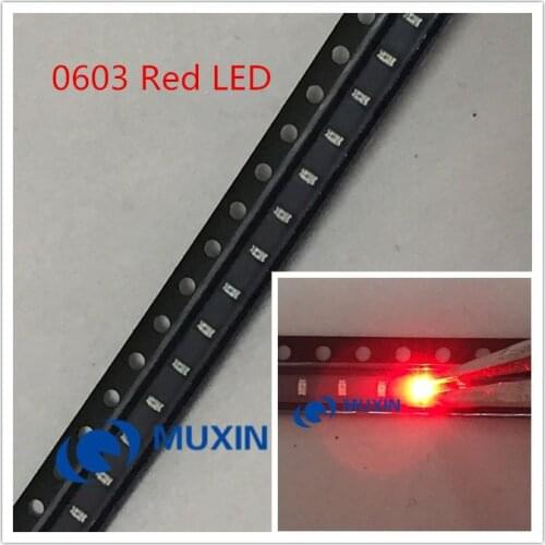 1000pcs 0603 (1608) SMD LED Bead Red LED Light Emitting Diode Lamp SMD Chip Bulb 2V Surface Mount Electronics Components for PCB