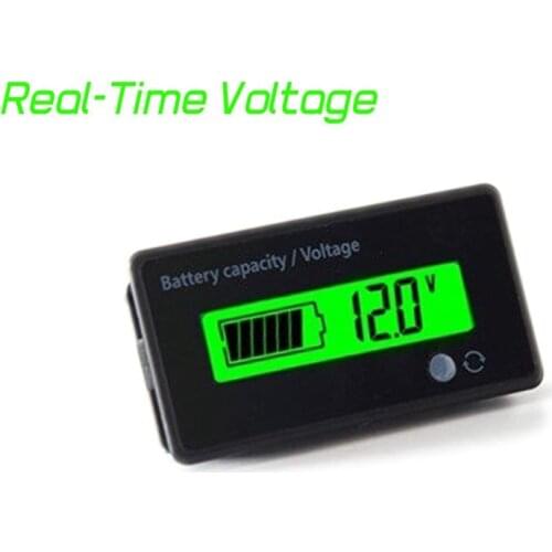 12V 24V 36V 48V Battery Meter, Battery Capacity Voltage Indicator, Lead-Acid & Lithium Ion Battery Charge Discharge Monitor, for