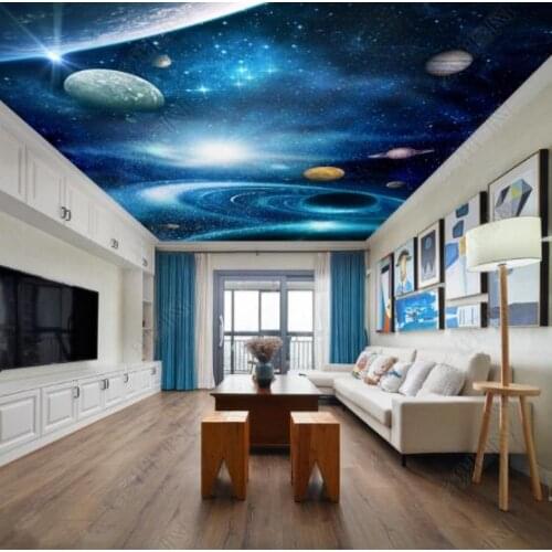 1807 Fascinating Planet Explosion Printing stretch ceiling film for workshop ceiling decoration