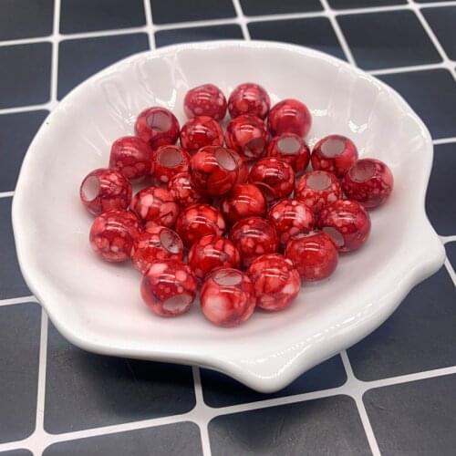 30pcs 12x10mm Red Big Hole Round Acrylic Beads for Jewelry Making DIY Accessory Necklace Jewelry Making