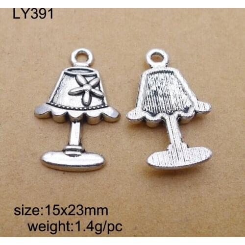 50pcs/lot Alloy Charms Antique Silver Plated Table Lamp Pendant Handmade Hanging Crafts 15x23mm