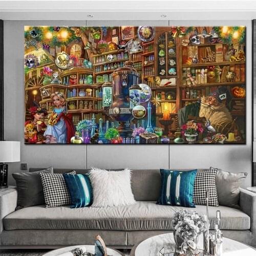 5d Diy Diamond Painting Full Square Fantasy Bookshelf Cartoon Angel Diamond Mosaic Fairy Tale World Diamond Embroidery Sale