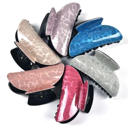 7.5cm Glitter Irregular Geomet Pattern Hair Claws for Women Barrettes Hairpins Crab Acrylic Clip Hair Accessories 22110