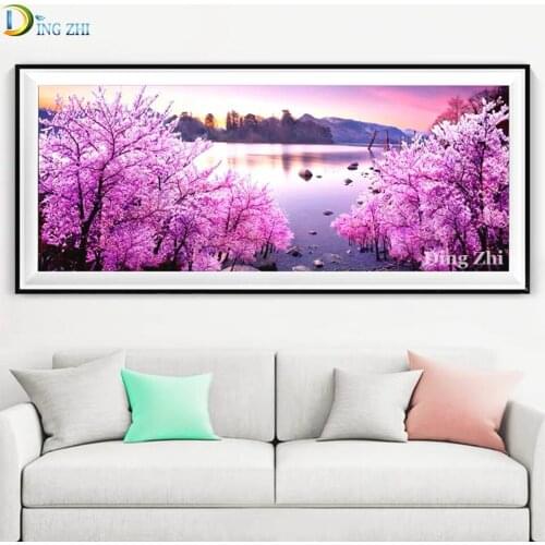 Large Size Cherry Blossoms Full Square/Round Drill 5D Diy Diamond Painting Mosaic Diamond Embroidery Lake Mountain Picture Decor