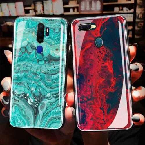 Tempered Glass Phone Case For OPPO A7 A9 A5 2020 2018 A3S A5S A7N AX7 A11 A11X A59 A59S F1S A12 A12E Luxury Marble Cover