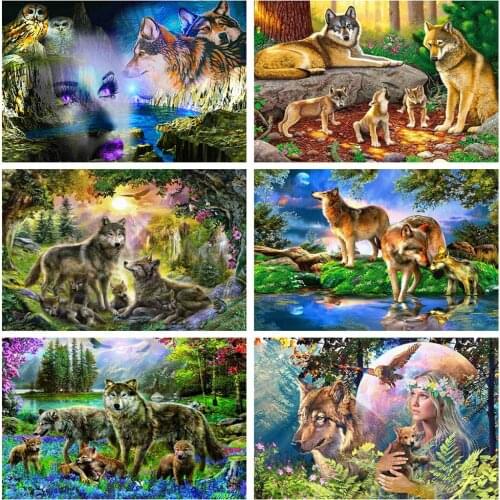 Evershine 5D DIY Diamond Painting Wolf Full Square Diamond Embroidery Animals Cross Stitch Mosaic Sale Home Decor Gift