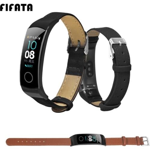 FIFATA High Quality Genuine Leather Wrist Strap For Huawei Honor band 4 For Honor 5 Smart Watch Band Replacement Accessories