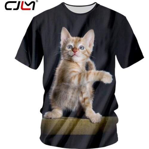 CJLM Orange Kitty With Blue Eyes 3d Funny Printed Cool T-shirt Men/women O-neck Couple Tee Short Sleeves Adorable Cat Animal Top