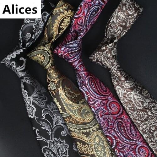 Fashion Retro British Paisley Cashew Men Tie Necktie Skinny Business Classic Jacquard Woven Gold Black Red Silk Ties