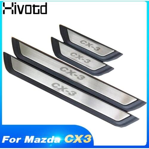 Hivotd For Mazda CX3 CX-3 Accesories Stainless Steel Door Sill Cover Scuff Plate Trim Protection Interior Styling 2019 2020