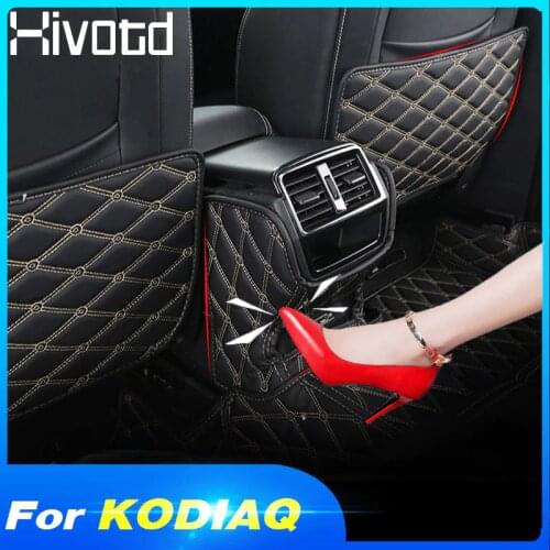 Hivotd For Skoda Kodiaq Car Armrest box Seat Back Anti kick mat Protector Cover Waterproof Pad Interior accessories 2017-2019