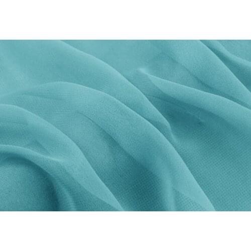 Howmay pure silk fabric georgette 8m/m 138cm 54" light blue color 66# lightweight soft tulle for dress or scarf