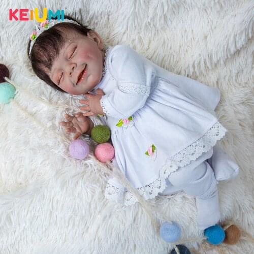 KEIUMI 20 Inch Lovely Reborn Baby Doll Soft Touch Cloth Body Handmad Rooted Fiber Hair Many Accessories For Childrens Day Gift