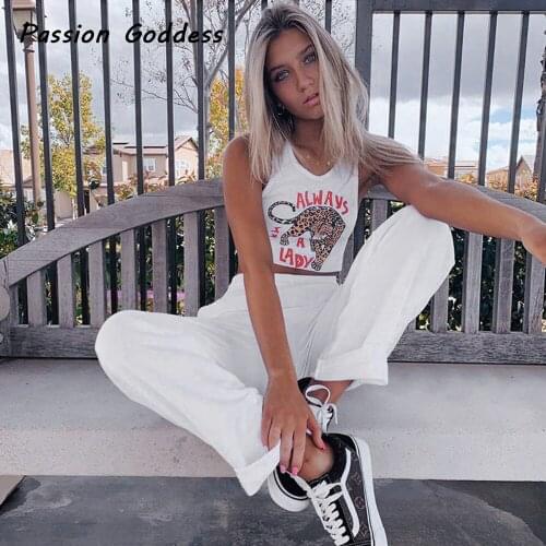 2 Piece Tiger Letter Printed Tracksuit Street Women Tank Tops Loose Drawstring Straight Sweatpants Set Joggers Two Piece Outfits