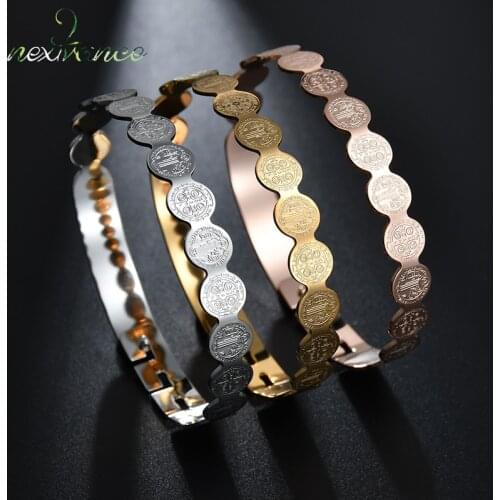 Nextvance Jesus Round Amulet Bangle Stainless Steel Saint Benedict Bracelets Bangles For Female Male Jewelry Bileklik