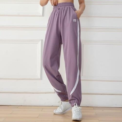 Summer Loose Drawstring Elastic Waist Running Pants Sport Joggers Women Workout Athletic Gym Fitness Sweatpants With Pockets