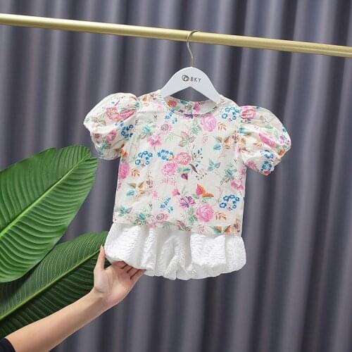 Summer New Kids Girls Floral Top +Pants