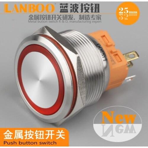 25mm metal button switch / self compound button / waterproof /1NO1NC/ ring luminescence/Self reset
