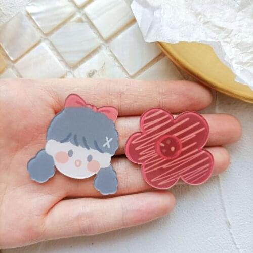 ZiccoWong Lovely Cartoon Princess Eardrop For Women Girl Acrylic Handmade Flower Girl Asymmetric Stud Earring Jewelry Gift