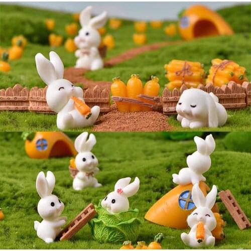 Rabbit Figurine Micro Landscape DIY Home Decor Miniature Fairy Garden Ornament Decoration Accessories Modern Gift