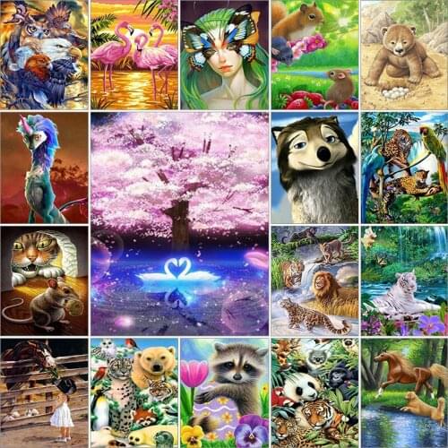 Full square dirll drawing cuadros 5d diamond painting kit set Panda raccoon horse tiger complet embroidery Cross stitch mosaic