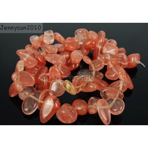 Natural Cherry Quartz Gems Stone Freeform Flat Teardrop Drop Barpque Bead 16'' for Jewelry Making Crafts 5 Strands/Pack