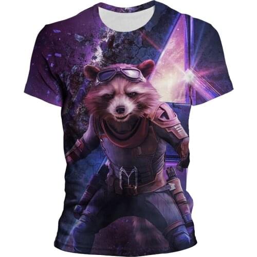 New Hot Mens T-shirt 3D Printing Bounty Hunter Superhero Movie Guardians of the Galaxy Rocket Racoon Funny Short Sleeve Top